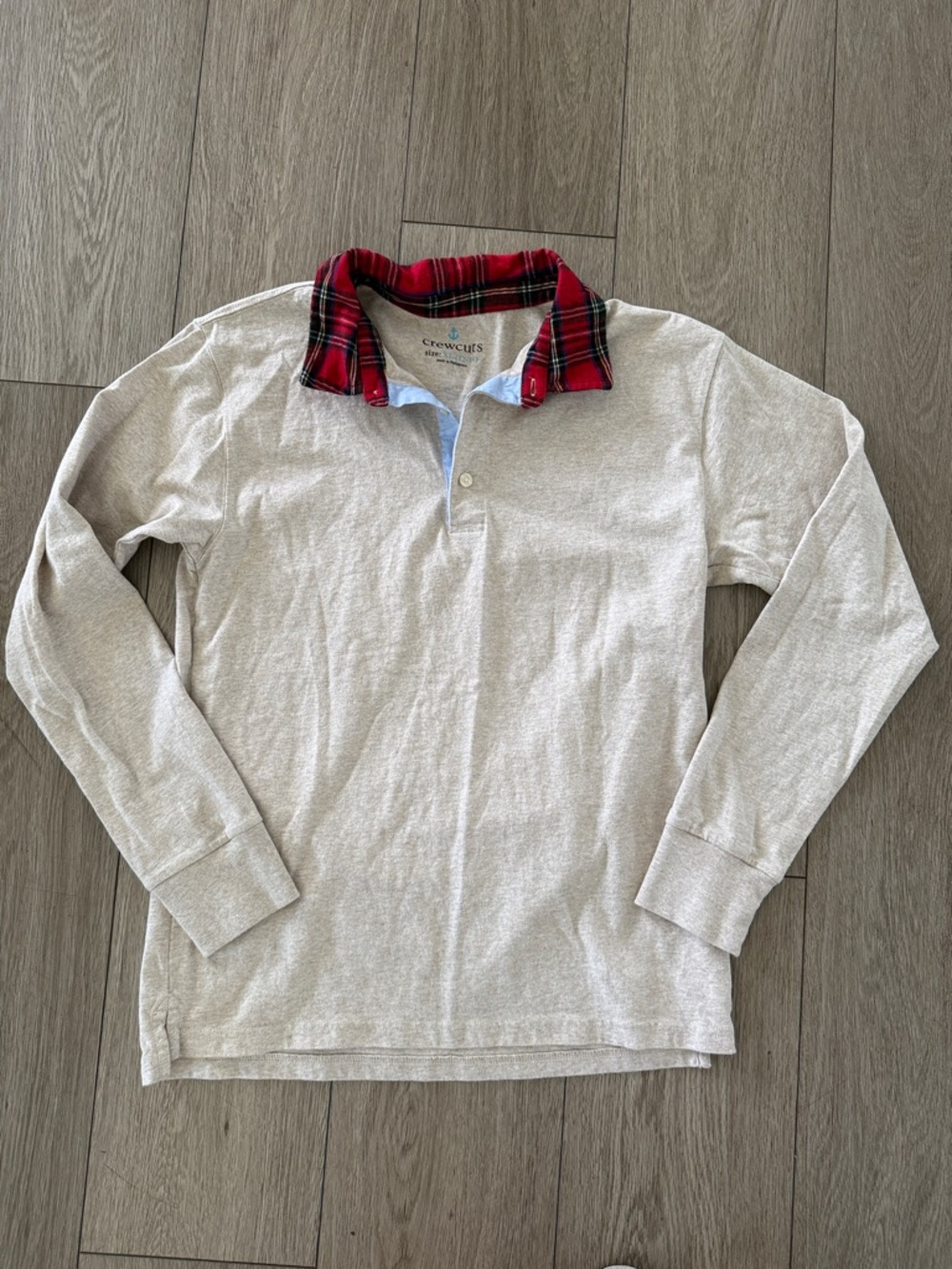Crewcuts long sleeve polo shirt with plaid color and chambray XL 14/16 boys